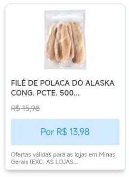 Filé De Polaca Do Alaska Congelado Pacote 500g