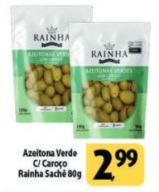 Azeitona Verde Com Caroço Rainha Sachê 80g