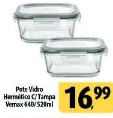 Pote Vidro Hermético Com Tampa Vemax 640/520ml