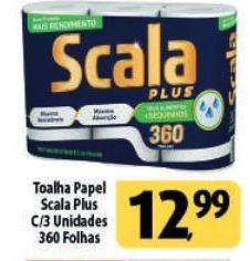 Toalha Papel Scala Plus Com 3 Unidades 360 Folhas