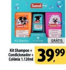 Kit Shampoo + Condicionador + Colônia Sanol Dog 1.120ml